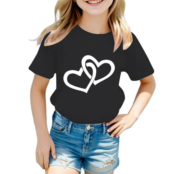 lnmuld Cute Tops for Girls Graphic Print Casual Summer Tee Shirt Cute Round Neck Short Sleeve Top for Kids Size:3-4 Years