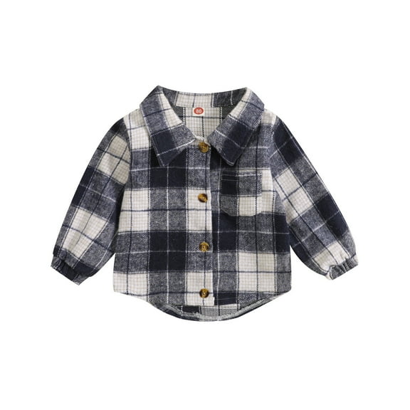 lnmuld Cute Tops for Teens Boys Autumn Winter Plaid Long Sleeve Button Down Shirt Jacket Coat for Kids Outerwear Size:12-18 Months