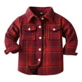 thumbnail image 1 of lnmuld Cute Tops for Classic Plaid Long Sleeve Lapel Button Jacket for Boys Stylish Kids Top Outerwear Size:3-4 Years, 1 of 6