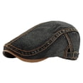 thumbnail image 1 of lnmuld Denim Newsboy Cap Adjustable Flat Cap Contrast Stitch Ivy Hat for Men Size:One Size, 1 of 3