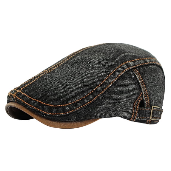 lnmuld Denim Newsboy Cap Adjustable Flat Cap Contrast Stitch Ivy Hat for Men Size:One Size