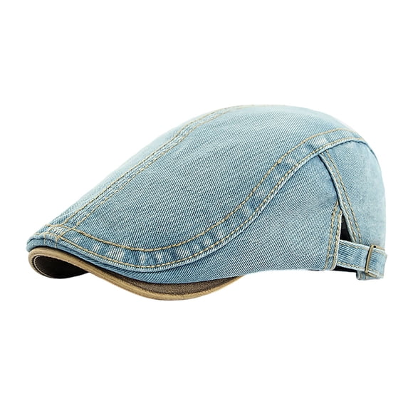 lnmuld Denim Newsboy Cap Adjustable Flat Cap Contrast Stitch Ivy Hat for Men Size:One Size