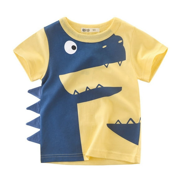 lnmuld "Dinosaur Print Boys Short Sleeve T-Shirt Cotton Crewneck Tee, Breathable Summer Casual Playtime Top" Size:3-4 Years
