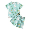 thumbnail image 1 of lnmuld Easter Toddler Girls 2 Piece Outfit Rabbit Chicken Graphic Short Sleeve T-Shirt & Shorts Set Size:5-6 Years, 1 of 7