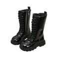 thumbnail image 1 of lnmuld Fall Boots Stylish Girls Leather Mid Calf Boots with Side Zipper and Lace Up Closure for Everyday Wear Comfortable Durable Footwear Size:11-11.5Years, 1 of 8