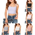 thumbnail image 1 of lnmuld Girls Adjustable Strap Ribbed Knit Crop Cami Tank Top Back to School Layering Casual Camisole 11-12 Years,Light Purple, 1 of 4