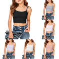 thumbnail image 1 of lnmuld Girls Adjustable Strap Ribbed Knit Crop Cami Tank Top Back to School Layering Casual Camisole 7-9 Years,Black, 1 of 4