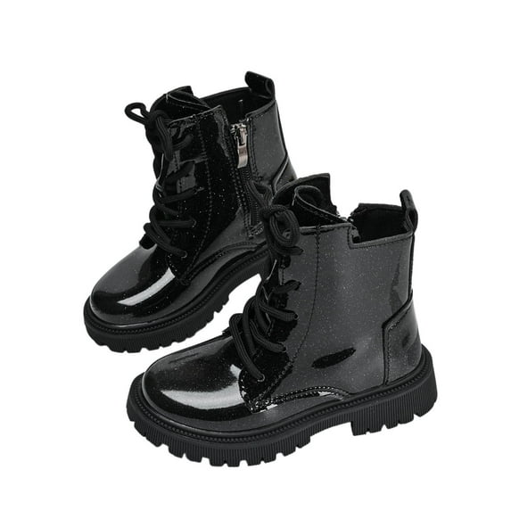 lnmuld Girls Boots Stylish Girls Flat Boots with Leather and Flexible Sole for Everyday Wear Comfortable Footwear Ideal for School Casual Outings Size:12.5