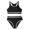 thumbnail image 1 of lnmuld Girls Contrast Sleeveless Trim Two Piece Swimsuit UPF 50+ Sun Protection Racerback High Waisted for Beach Pool Summer Swim Size:5-6 Years, 1 of 5