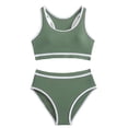 thumbnail image 1 of lnmuld Girls Contrast Sleeveless Two Piece Swimsuit UPF 50+ Sun Protection Racerback High Waisted for Beach Pool Summer Swim Size:6-7 Years, 1 of 4