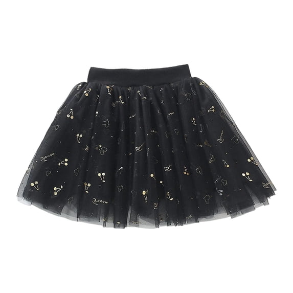 lnmuld Girls Cute Summer Dresses Ballet Performance Tutu Skirt Layered Party Wear Dance Elegant Short Outfit Color:Black,Size:4-5 Years