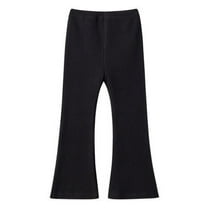 lnmuld Girls Flare Pants Stretch Leggings Soft Ribbed Elastic Waist Casual Long Pants for Toddler Kids Comfortable Outer Layer Size:1-2 Years