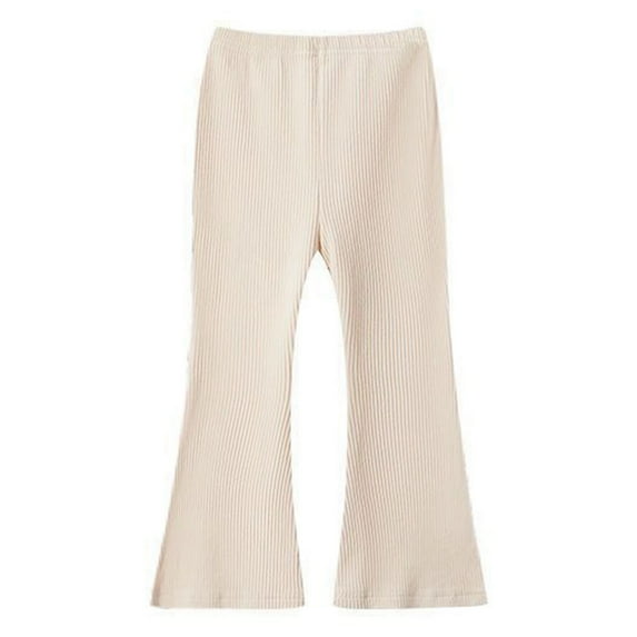 lnmuld Girls Flare Pants Stretch Leggings Soft Ribbed Elastic Waist Casual Long Pants for Toddler Kids Comfortable Outer Layer Size:7-8 Years