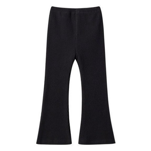 lnmuld Girls Flare Pants Stretch Leggings Soft Ribbed Elastic Waist Casual Long Pants for Toddler Kids Comfortable Outer Layer Size:8-9 Years