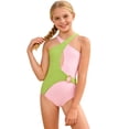 thumbnail image 1 of lnmuld Kids Swimsuits High Elasticity Nylon Girls Swimsuit for Children Comfortable Durable Swimwear for Young Girls Color:Green,Size:6-7 Years, 1 of 4