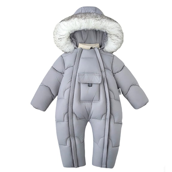 lnmuld Girls Insulated Winter Snowsuit Padded Jumpsuit with Attached Mittens and Booties Double Zipper Warm Outfit for Baby Toddler Size:18-24 Months