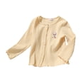 thumbnail image 1 of lnmuld Girls Knitted Cardigan Long Sleeve Soft Sweater, Cute Toddler Comfortable Outerwear for Autumn Color:Light Yellow,Size:3-4 Years, 1 of 9