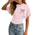 thumbnail image 1 of lnmuld Girls' Leopard Print Bow Crop Top - Short Sleeve Ruched Casual Tee Size:13-14 Years, 1 of 3