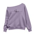 thumbnail image 1 of lnmuld Girls Long Sleeve Off Shoulder Sweatshirt, Paris Eiffel Tower Graphic Print, Soft Stretchy Loose Fit Casual Spring Fall Top Size:9-10 Years, 1 of 5