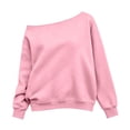 thumbnail image 1 of lnmuld Girls Long Sleeve Off Shoulder Sweatshirt, Solid, Soft Stretchy Loose Fit Casual Spring Fall Everyday Wear Top Size:3-4 Years, 1 of 5