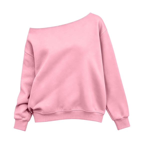 lnmuld Girls Long Sleeve Off Shoulder Sweatshirt, Solid, Soft Stretchy Loose Fit Casual Spring Fall Everyday Wear Top Size:3-4 Years