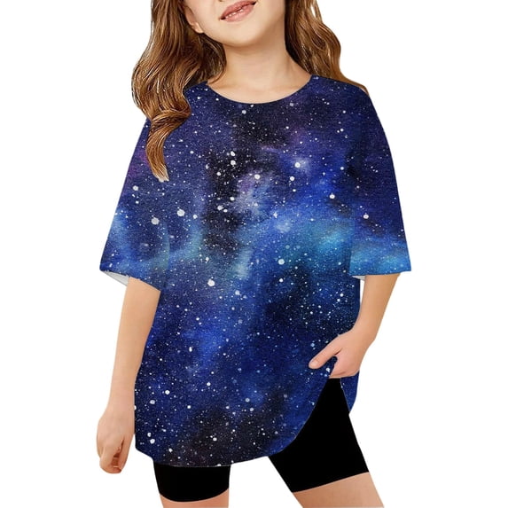 lnmuld Girls Loose Fit Casual Graphic Print Short Sleeve Tee, Kids Shirt for Everyday Play & School Wear Size:10-11 Years