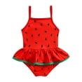 thumbnail image 1 of lnmuld Girls One Piece Swimsuit Cute Watermelon Print Girls Swimsuit Comfortable Summer Beach Swimwear for Kids Size:6-7 Years, 1 of 5