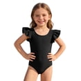 thumbnail image 1 of lnmuld Girls One Piece Swimsuit Ruffle Sleeve Solid Kids Bathing Suit for Toddlers Size:6-7 Years, 1 of 9