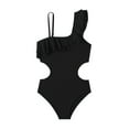 thumbnail image 1 of lnmuld Girls One Shoulder Ruffle Swimsuit Bathing Suit for Kids and Teens Size:7-8 Years, 1 of 9