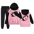 thumbnail image 1 of lnmuld Girls Outfits 2 Piece Girls' Autumn Winter Letter Graphic Print Hooded Sweatshirt and Pants Casual Outfit Set with Front Pocket Round Neck Long Sleeve Solid Color Size:10-11 Years, 1 of 6