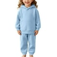 thumbnail image 1 of lnmuld Girls Outfits 2 Piece Heavyweight Winter Athletic Set for Boys Cozy Pullover Hooded Sweatshirt and Jogger Pants Casual Play Outfit Solid Color Size:12-24 Months, 1 of 6