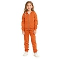 thumbnail image 1 of lnmuld Girls Outfits Two Piece Solid Color Girls Long Sleeve Hooded Zip Up Jacket with Jogger Pants Athletic Casual Playwear Outfit for Fall and Winter Size:5-6 Years, 1 of 8