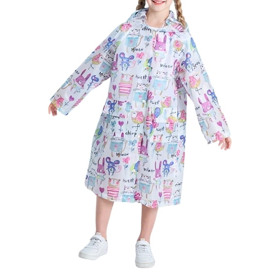 lnmuld Girls Raincoat with Backpack Slot & Hood,Lightweight Waterproof Jacket for School, Outdoor,Toddler to Windproof Rainwear Size:3-6 Years