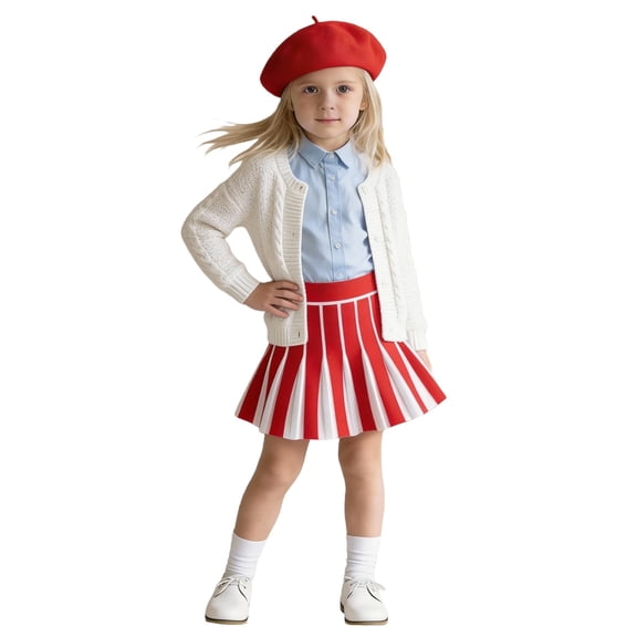 lnmuld Girls Short Skirt Piano Key Color Pleated Knit Skirt for Everyday Casual Wear and School Outfits Size:2-3 Years
