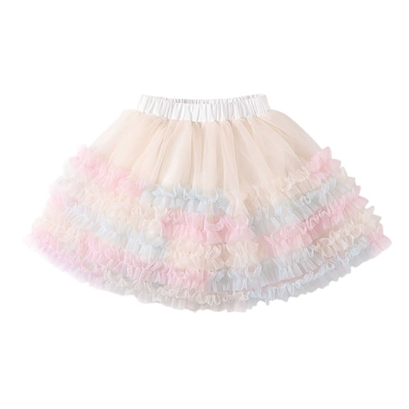 lnmuld Girls Short Skirt Tiered Flared Tutu Skirt Gradient Color A-Line Party Dress for Play Celebration and Special Events Size:3-4 Years