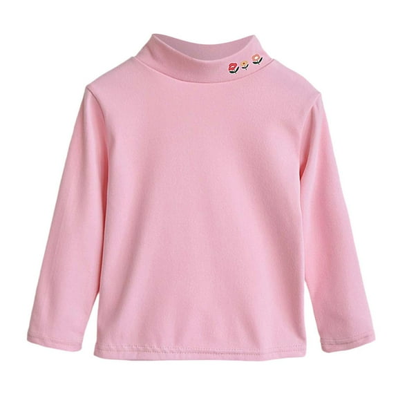 lnmuld Girls Solid Color Long Sleeve Thermal Shirt High Neck Soft Warm Kids Tops Toddler Tees Comfortable Breathable Fall Winter Clothing Size:3-4 Years