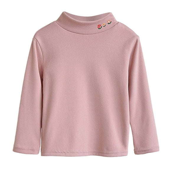lnmuld Girls Solid Color Long Sleeve Thermal Shirt High Neck Soft Warm Kids Tops Toddler Tees Comfortable Breathable Fall Winter Clothing Size:4-5 Years