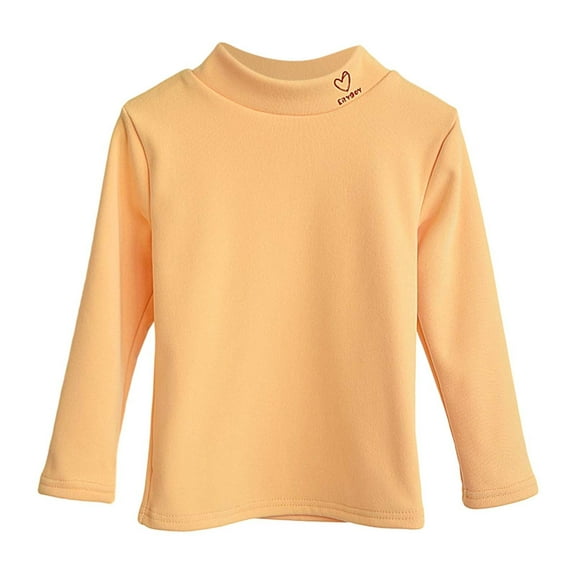 lnmuld Girls Solid Color Thermal Shirts Winter Warm Kids Long Sleeve Tops Soft Lined Half Turtle Neck Tee for Toddler Girls Comfortable Casual Outfit Size:2-3 Years