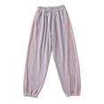 thumbnail image 1 of lnmuld Girls Solid Double White Side Stripe Jogger Sweatpants Elastic Waist Cuffed Casual Sports Trousers Color:Light Gray,Size:5-6 Years, 1 of 3