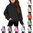 thumbnail image 1 of lnmuld Girls Solid Mock Neck Sweatshirt Long Sleeve Pullover with Front Pocket 11-13 Years,Black, 1 of 8