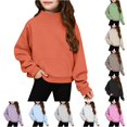 thumbnail image 1 of lnmuld Girls Solid Mock Neck Sweatshirt Long Sleeve Pullover with Front Pocket 3-4 Years,Orange, 1 of 8