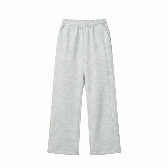 lnmuld Girls' Solid Polyester Wide Leg Sweatpants Elastic Waist Grey,11-12 Years