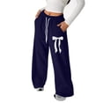thumbnail image 1 of lnmuld Girls Solid Star Bow Print Wide Leg Sweatpants White Fabric Shirred Elastic Waist Soft Knit Cute Casual Trousers Color:Navy,Size:8-9 Years, 1 of 3