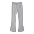 thumbnail image 1 of lnmuld Girls Solid Stretch Knit Flare Leggings Wide Shirred Elastic Comfort Waist Slim Bootcut Layering Casual Trousers Color:Light Gray,Size:12-13 Years, 1 of 4