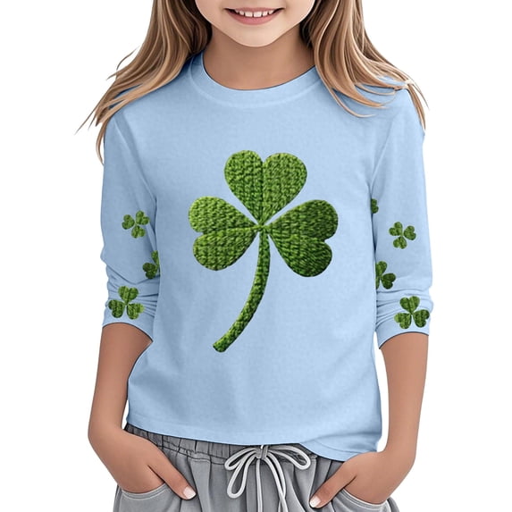 lnmuld Girls' St. Patrick's Day Print Sleeve Top Casual Holiday Festive Party Wear Size:4-5 Years