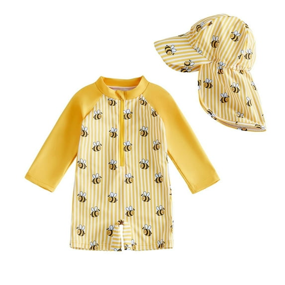 lnmuld Girls Swimsuit 2 Piece Long Sleeve Rash Guard Swimsuit for Kids UPF 50+ Sun Beach Pool Swimwear for Toddlers Size:18-24 Months