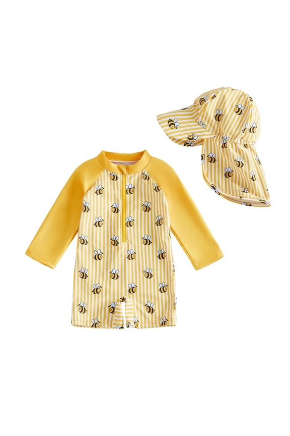 Girls Swimsuit 2 Piece Long Sleeve Rash Guard Swimsuit for Kids UPF 50+ Sun Beach Pool Swimwear for Toddlers Size:3-6 Months