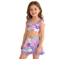 thumbnail image 1 of lnmuld Girls Swimsuit 3 Piece Floral Print Bikini Set with Ruffle Skirt and Matching Shorts for Summer Pool Beach Swimwear Color:Multicolour,Size:4-5 Years, 1 of 7