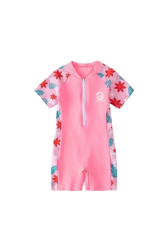 Girls Swimsuit Kids Swimwear Training Suits with Secure Zipper Design for Swimming Lessons and Water Activities Size:6-7 Years