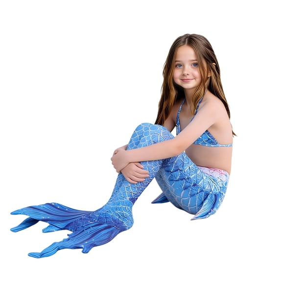 lnmuld Girls Swimsuit Sparkly Tail Swimsuit Set with Top for Beach Pool and Water Activities Size:12-13 Years